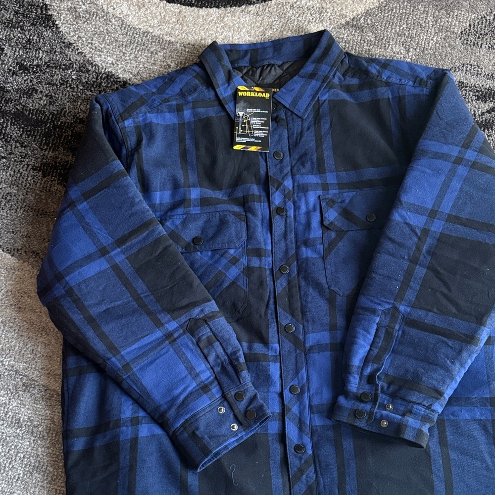 Workload Blue & Black Plaid Quilted Flannel Shirt Jacket Size 2XL NWT